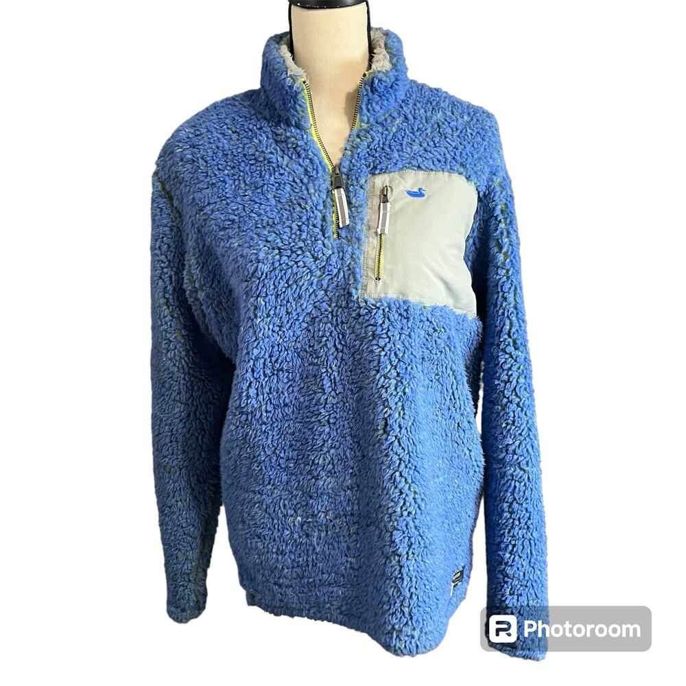 Southern Marsh Women's Cozy Blue Green Teddy Bear Pull Over 1/4 Zip Sz XS Cozy